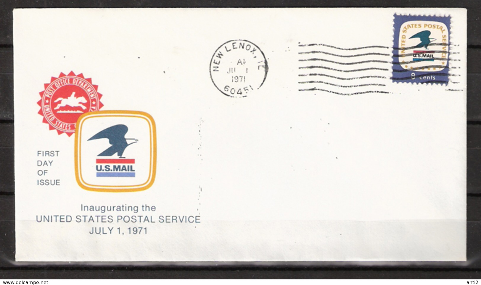 USA 1971 Cover With Inaugurating The United States Postal Service, Cancelled New Lenox, IL July 1st 1971  FDC - Covers & Documents