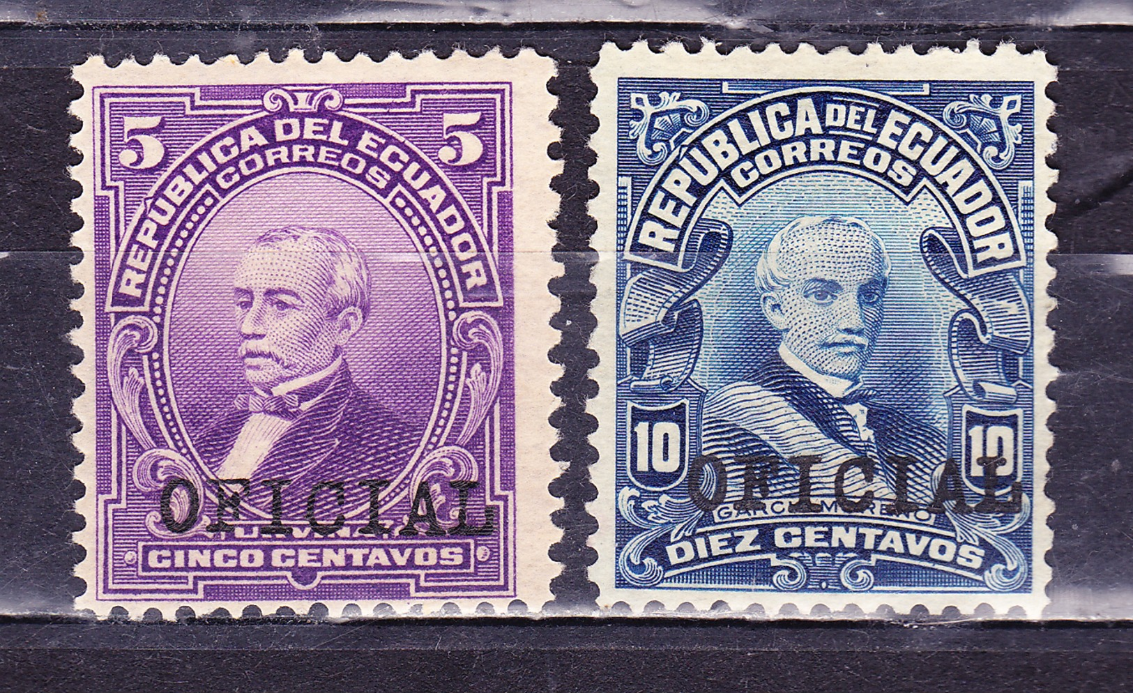 ECUADOR 1924 OFFICIAL SERVICE SURCHARGED ON PRESIDENTS URBINA & GARCIA MORENO MNH/MH SC# O164-O165 - Ecuador