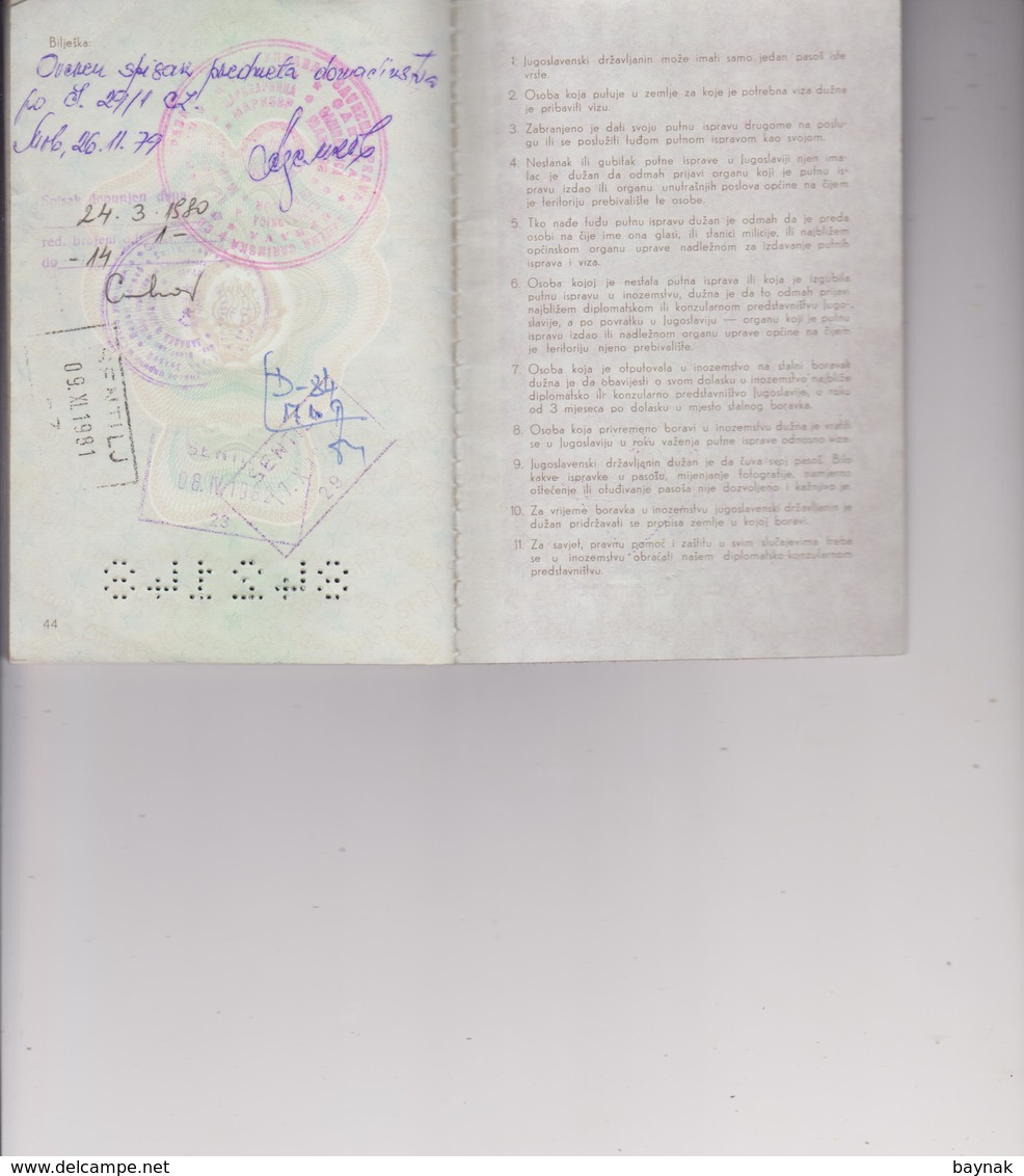 P88  --  SFR   YUGOSLAVIA  ---   PASSPORT  ~   LADY PHOTO ~  VISA  DEUTSCHLAND  ~~  TAX STAMP,  TIMBRE FISCAL  ~~  1976