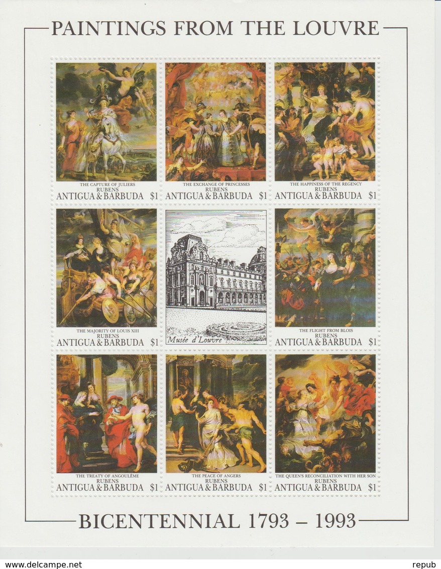 Bicentenaire Du Louvre 1993 Antigua Et Barbuda Rubens 1554-61 ** MNH - Otros & Sin Clasificación