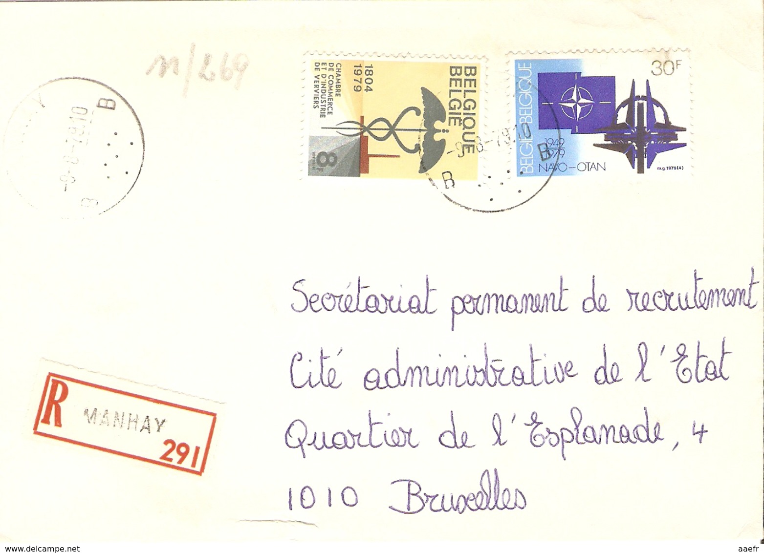 Belgique 1979 - Lettre Recommandée De MANHAY - Province Du Luxembourg - Cob 1927/1937 - Lettres & Documents