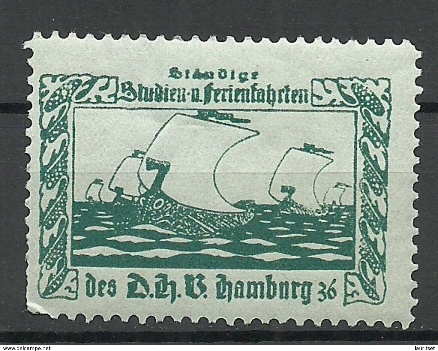 Germany Ca 1900 Studien- Und Ferienfahrten Schiffe Hamburg Vignette Reklamemarke Advertising Stamp * - Vignetten (Erinnophilie)