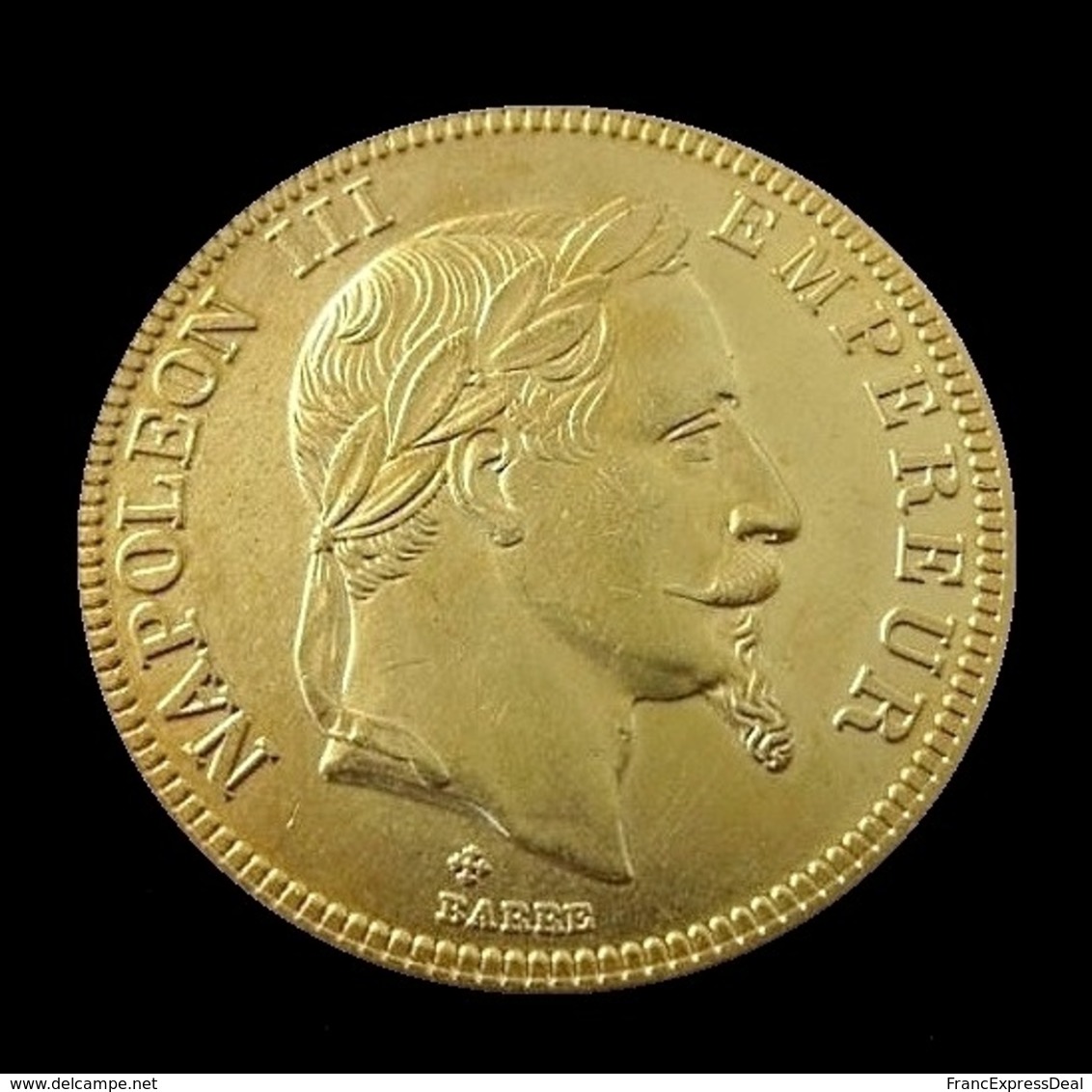 COPIE - 1 Pièce Plaquée OR Sous Capsule ! ( GOLD Plated Coin ) -  100 Francs Napoléon III Tête Laurée 1864 BB - Autres & Non Classés