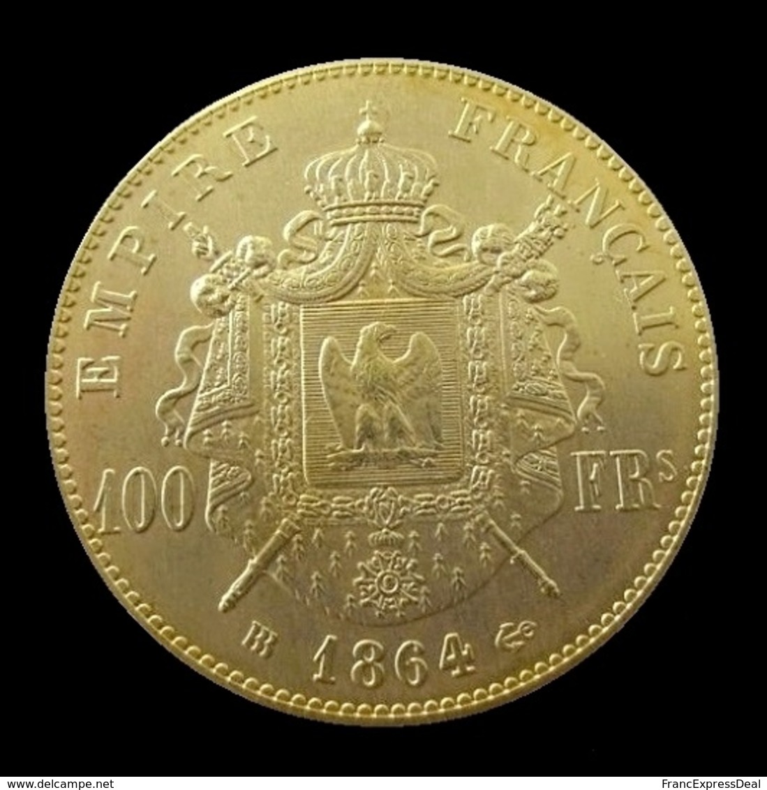 COPIE - 1 Pièce Plaquée OR Sous Capsule ! ( GOLD Plated Coin ) -  100 Francs Napoléon III Tête Laurée 1864 BB - Autres & Non Classés