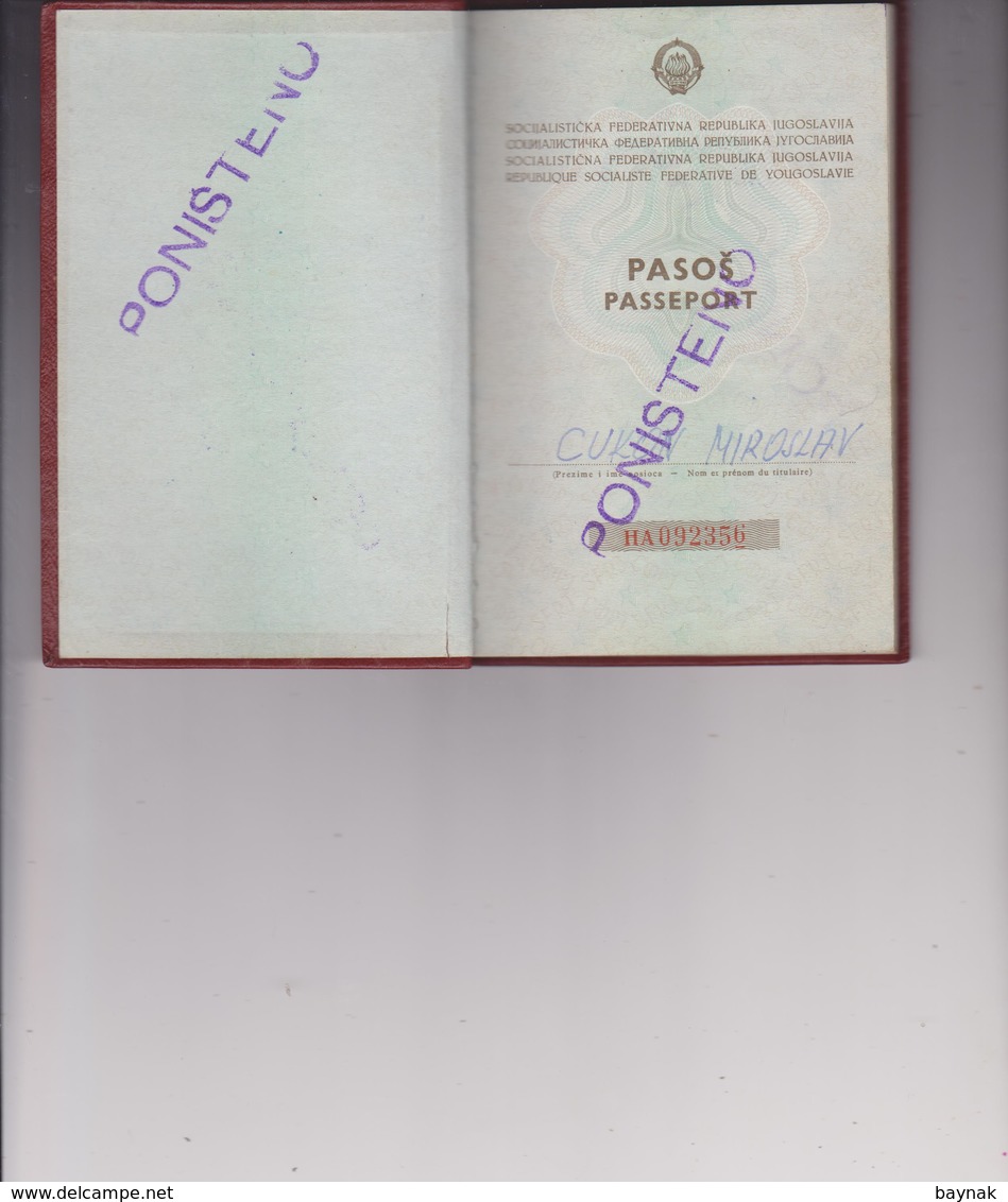 PM87  -  SFR  YUGOSLAVIA  -  PASSPORT - VISA  DDR, SCHWEIZ, FRANCE,  ALLE LANDEN EUROPA  - WITH  TAX STAMP - 1966 -  MAN - Historische Dokumente