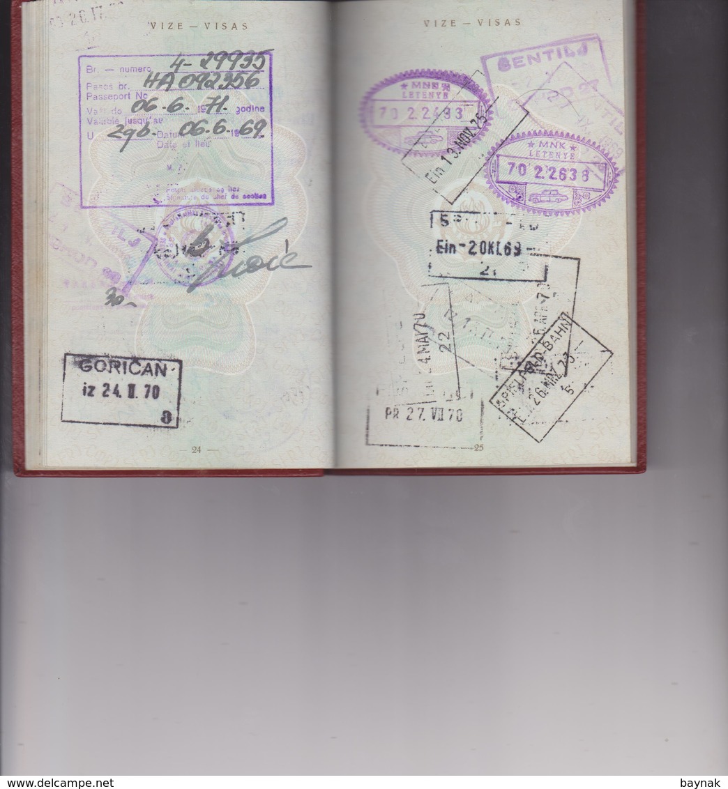 PM87  -  SFR  YUGOSLAVIA  -  PASSPORT - VISA  DDR, SCHWEIZ, FRANCE,  ALLE LANDEN EUROPA  - WITH  TAX STAMP - 1966 -  MAN