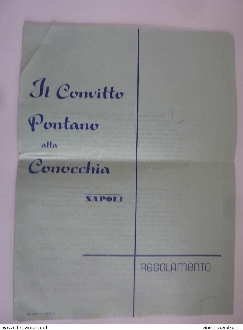 Pieghevole "IL CONVITTO PONTANO ALLA CONOCCHIA - NAPOLI - REGOLAMENTO" Anni '50 - Pubblicitari