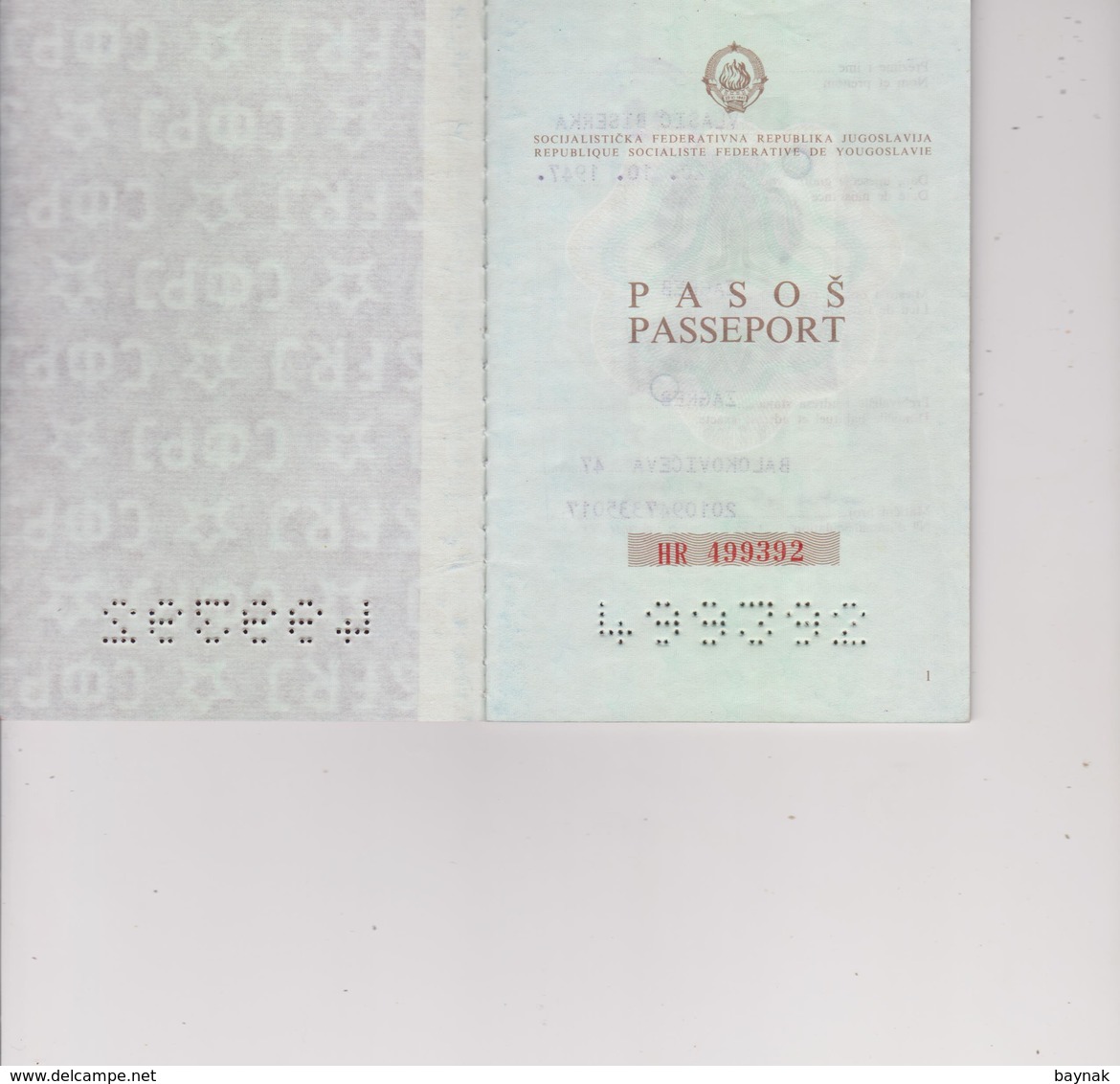 S. F. R.  YUGOSLAVIA  --  PASSPORT  ~  LADY PHOTO  ~~  VISA  SAN MARINO   ~~  WITH  TAX STAMP  ~ 1988 - Historical Documents