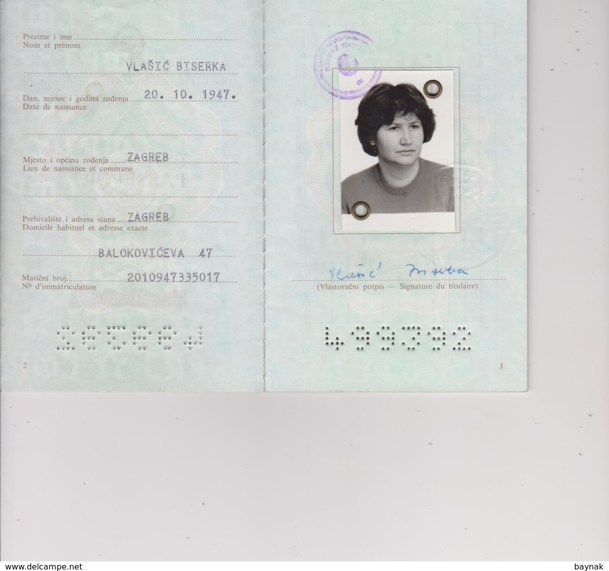 S. F. R.  YUGOSLAVIA  --  PASSPORT  ~  LADY PHOTO  ~~  VISA  SAN MARINO   ~~  WITH  TAX STAMP  ~ 1988 - Historical Documents