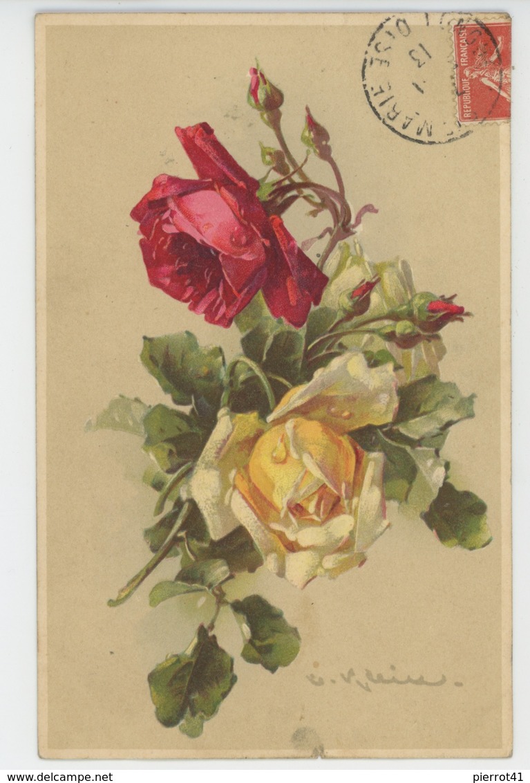 FLEURS - Jolie Carte Fantaisie Fleurs Roses Signée CATHARINA KLEIN - Klein, Catharina