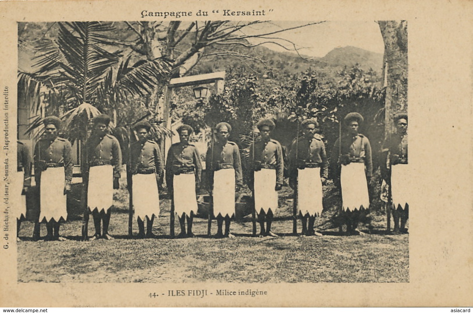 Campagne Du Kersaint 44 Iles Fidji Milice Indigene Edit De Bechade Nouméa - Fiji