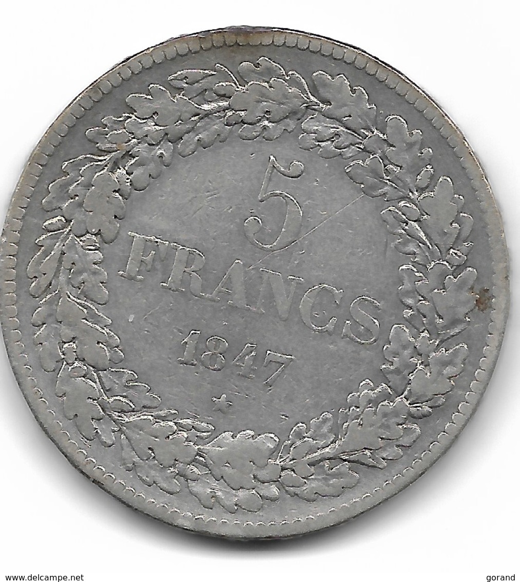 LEOPOLD 1 - 5 FRANK 1847 - 5 Francs