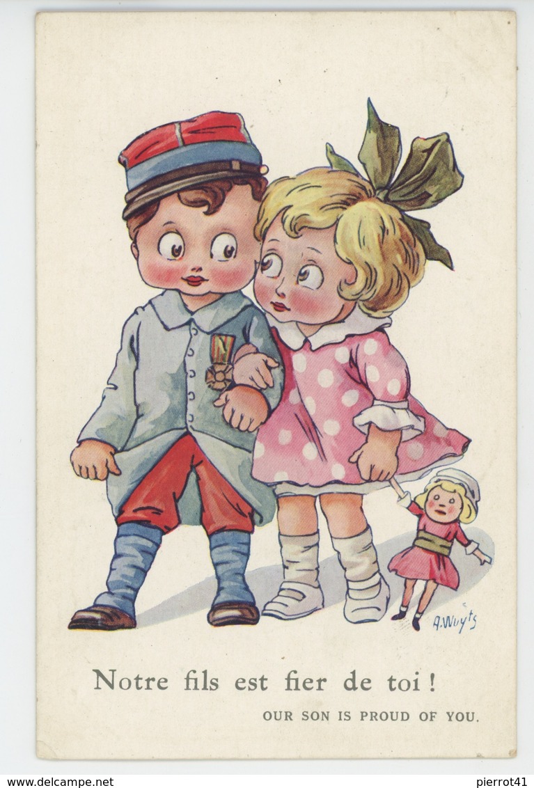 GUERRE 1914-18 - Jolie Carte Fantaisie Enfants Et Poupée "Our Son Is Proud Of You " Signée A. WUYTS - Wuyts