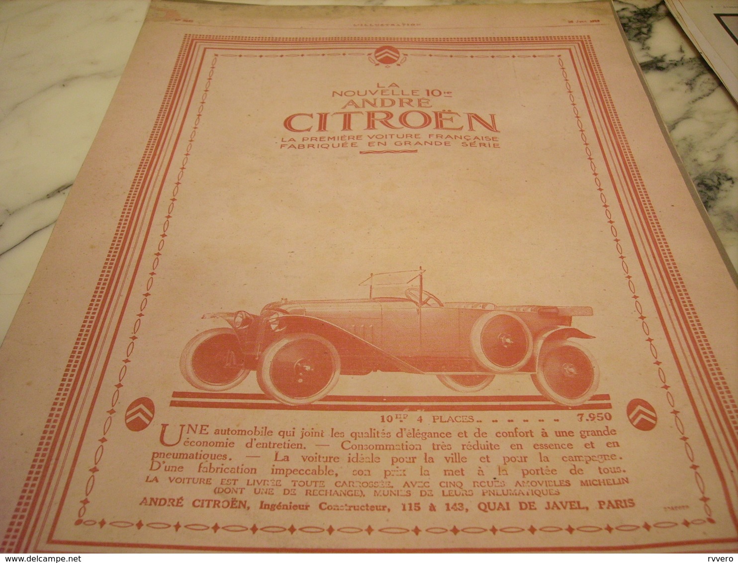 ANCIENNE PUBLICITE VOITURE 10 HP DE ANDRE CITROEN 1919 - Voitures