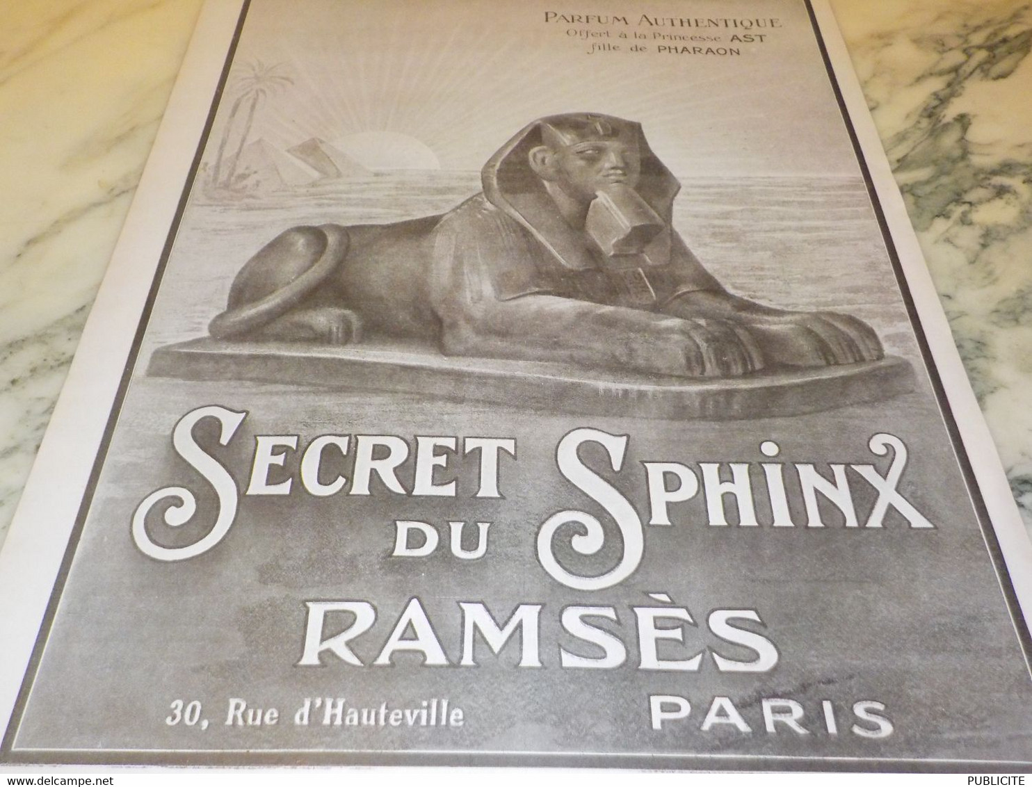 ANCIENNE PUBLICITE PARFUM SECRET DU SPHINX  DE RAMSES   1919 - Publicidad