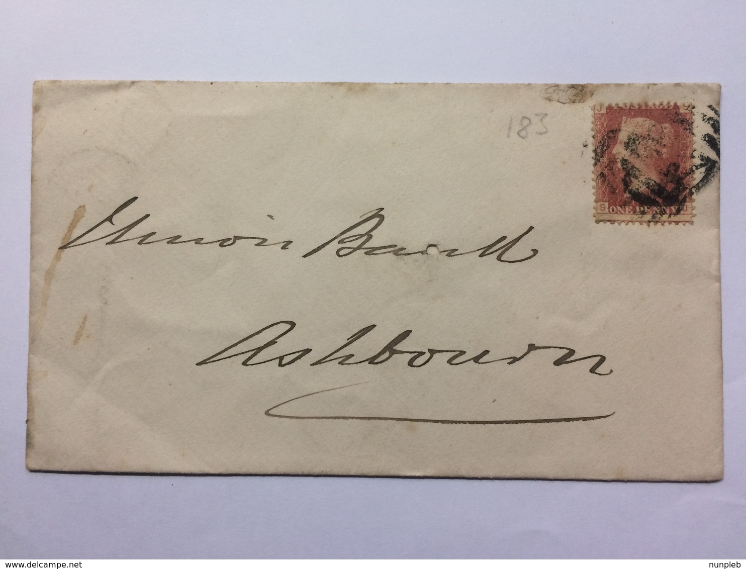 GB Victoria 1876 Cover Uttoxeter To Ashbourne Tied With 1d Red Plate 183 - Storia Postale