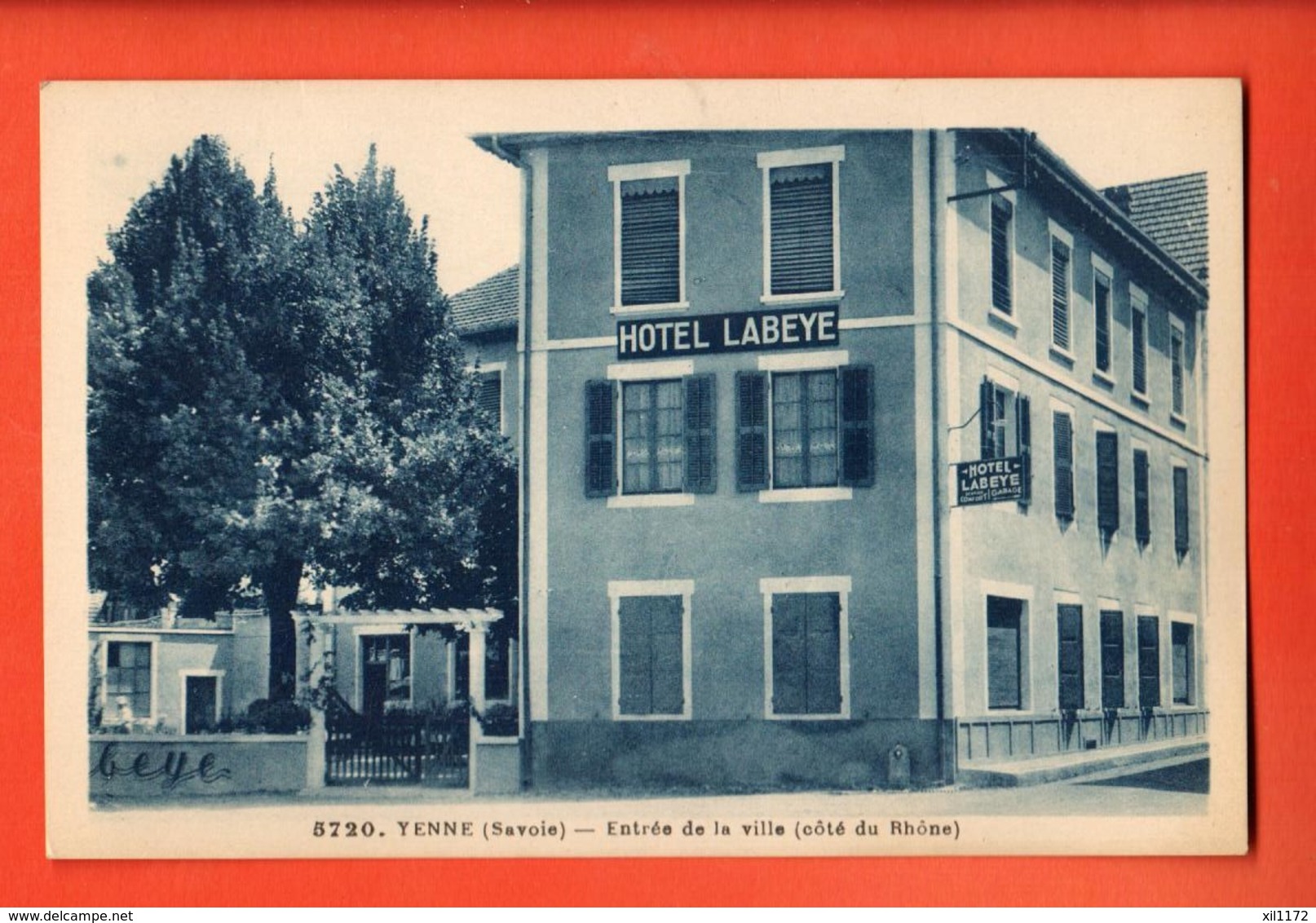 TRJ-35 Yenne Entrée De La Ville Côté Rhône, Hotel Labeye.  Photo Grimal, Non Circulé - Yenne