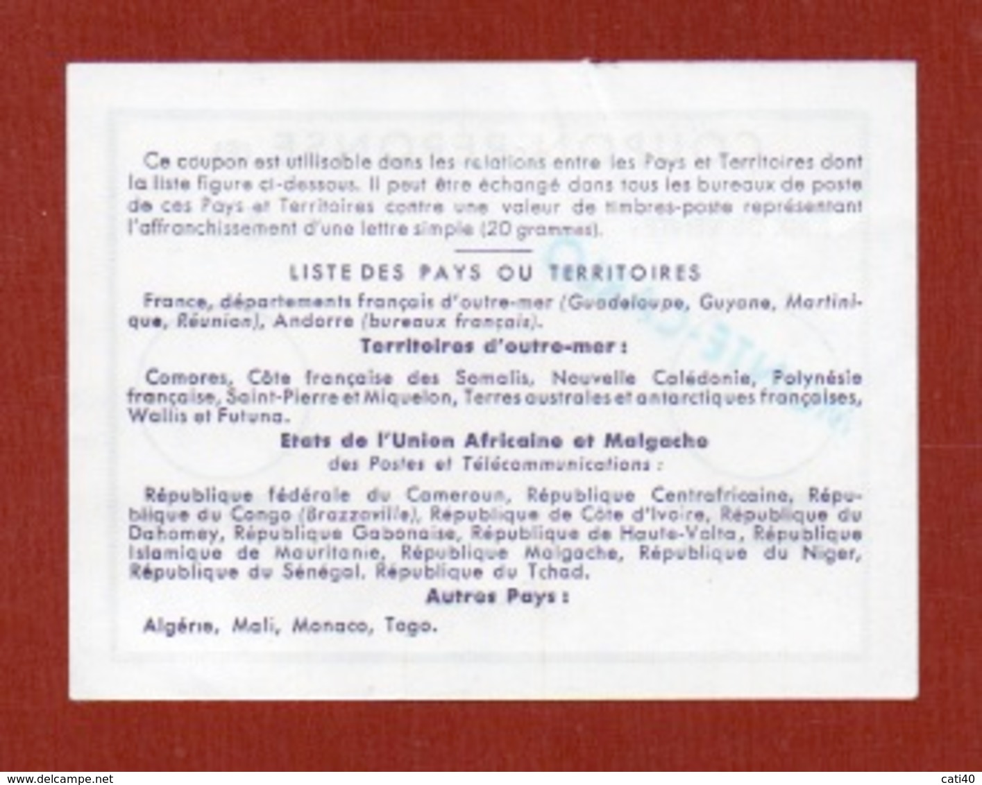 COUPON REPONSE  (E)   ANDORRE LA VIEILLE 66-920   FRANCE 0,60 - Posta