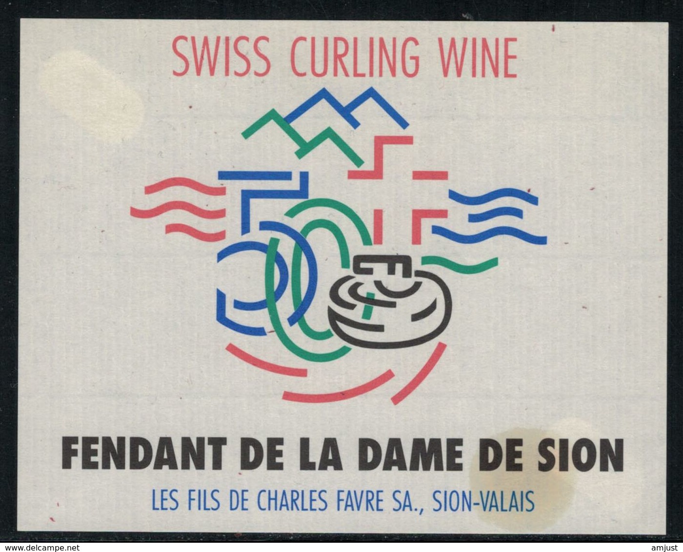 Rare // Etiquette De Vin //  Curling  //  Fendant, Swiss Curling Wine - Autres & Non Classés