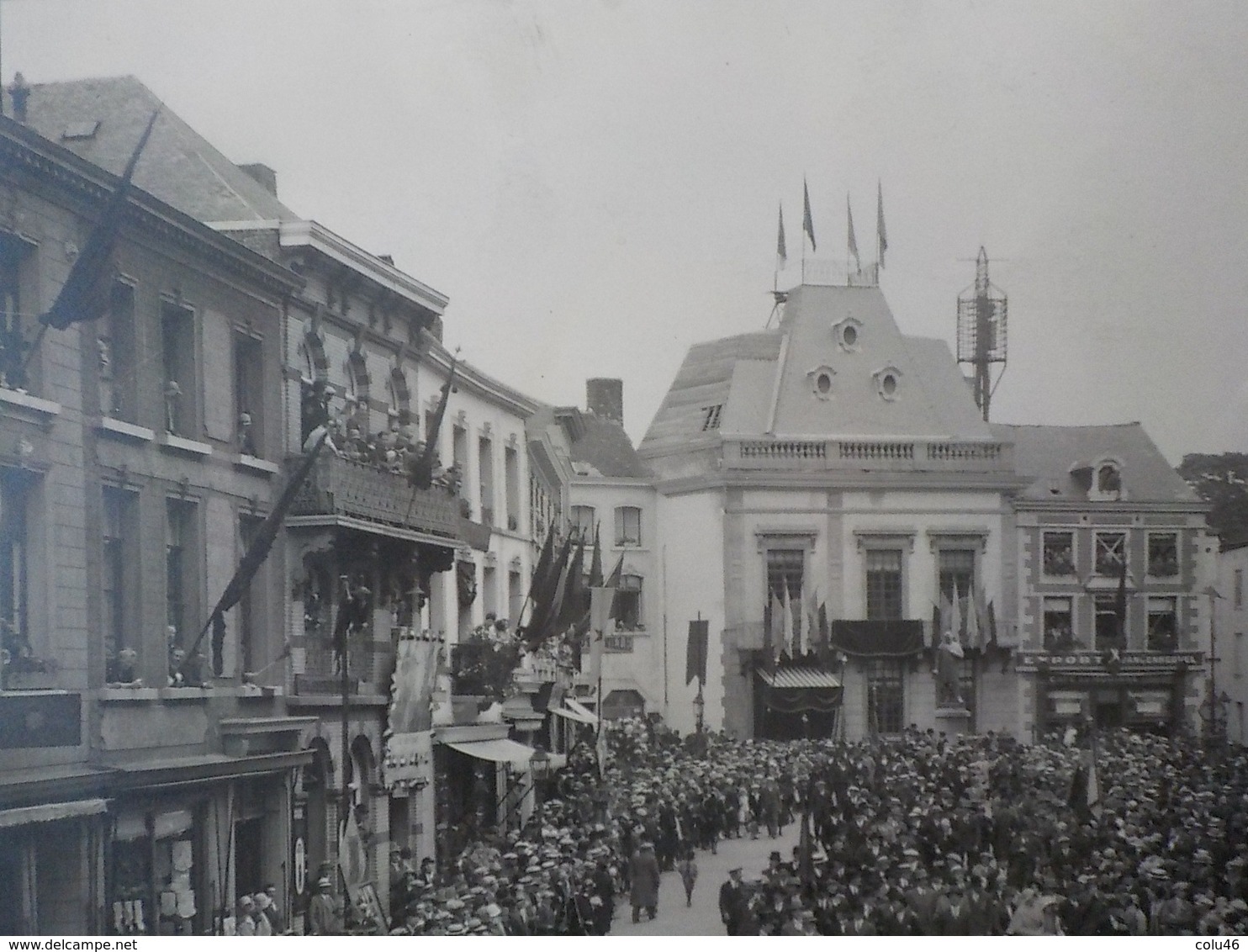 1900 Photo Originale Soignies Centre Kiosque évènement Important Roi ? Reine?  24 X 18 Cm - Lieux