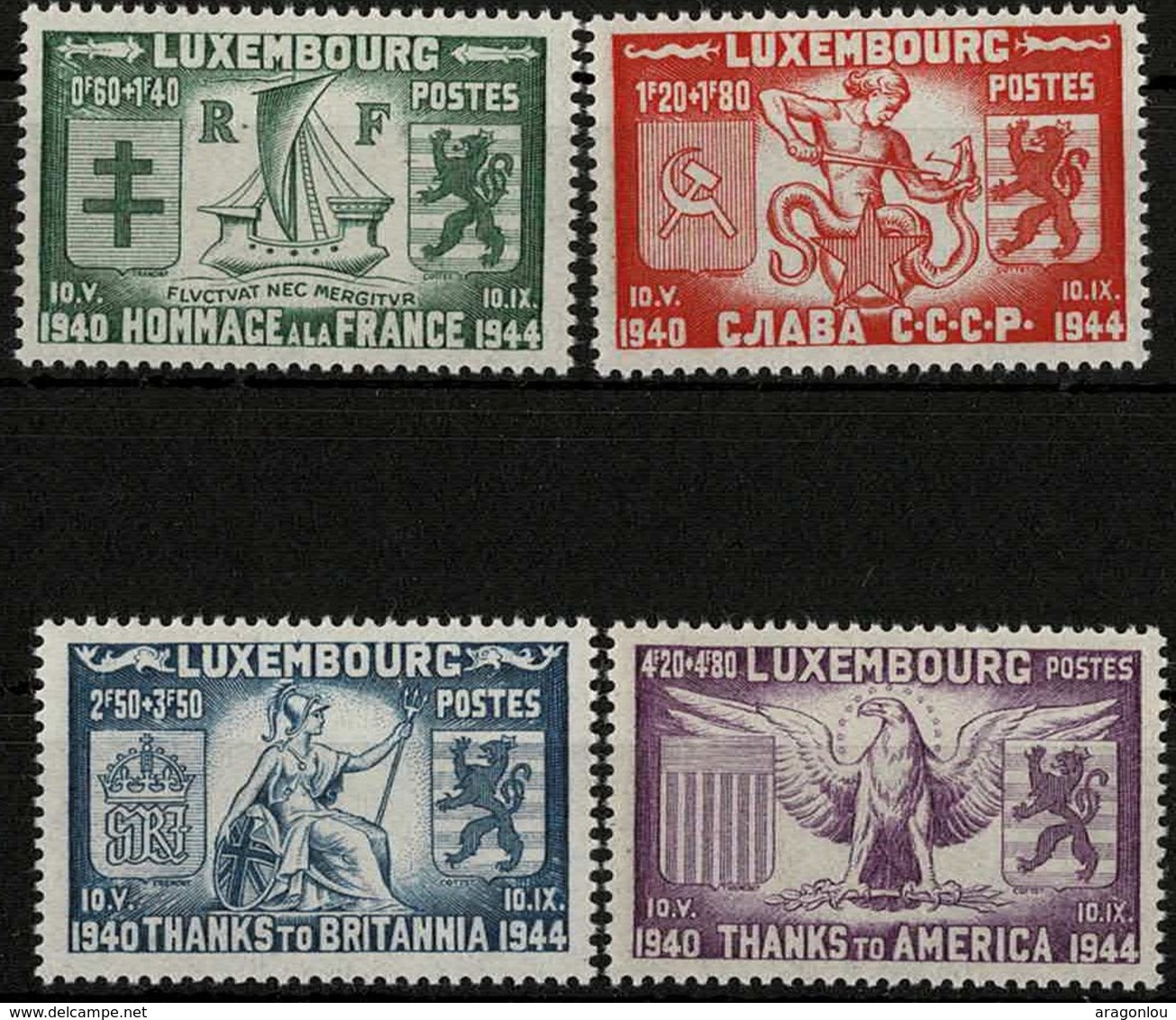 1945 Série Libération 4 Timbres Neuf **,Michel 2019: 343-346, 2Scans Val.Catalogue: 1€ - Neufs