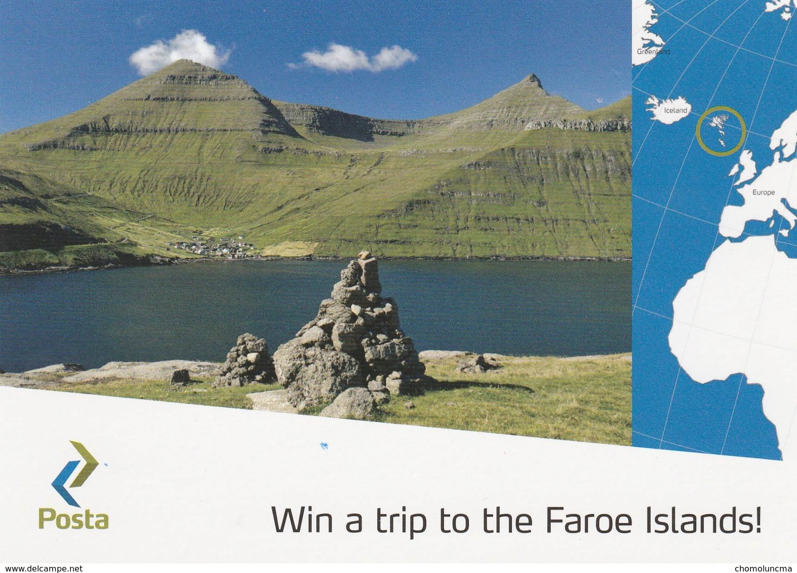 Carte Postale Service Philatélique Des Iles Féroé Faroes Philatelic Service Post Card Mountain Sea View Vue De Montagne - Féroé (Iles)