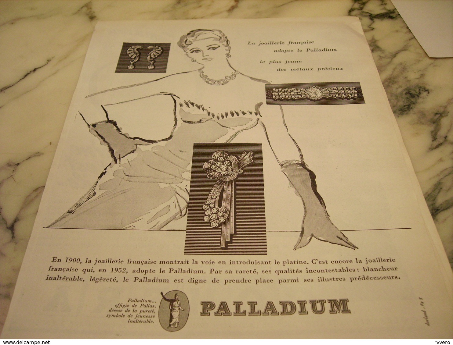 ANCIENNE AFFICHE  PUBLICITE JOAILLERIE PALLADIUM 1953 - Posters