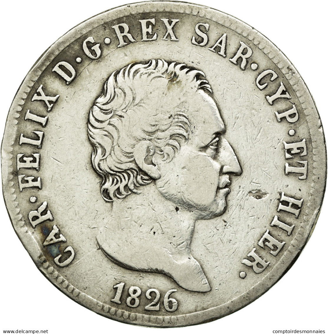 Monnaie, États Italiens, SARDINIA, Carlo Felice, 5 Lire, 1826, Genoa, TB - Italian Piedmont-Sardinia-Savoie