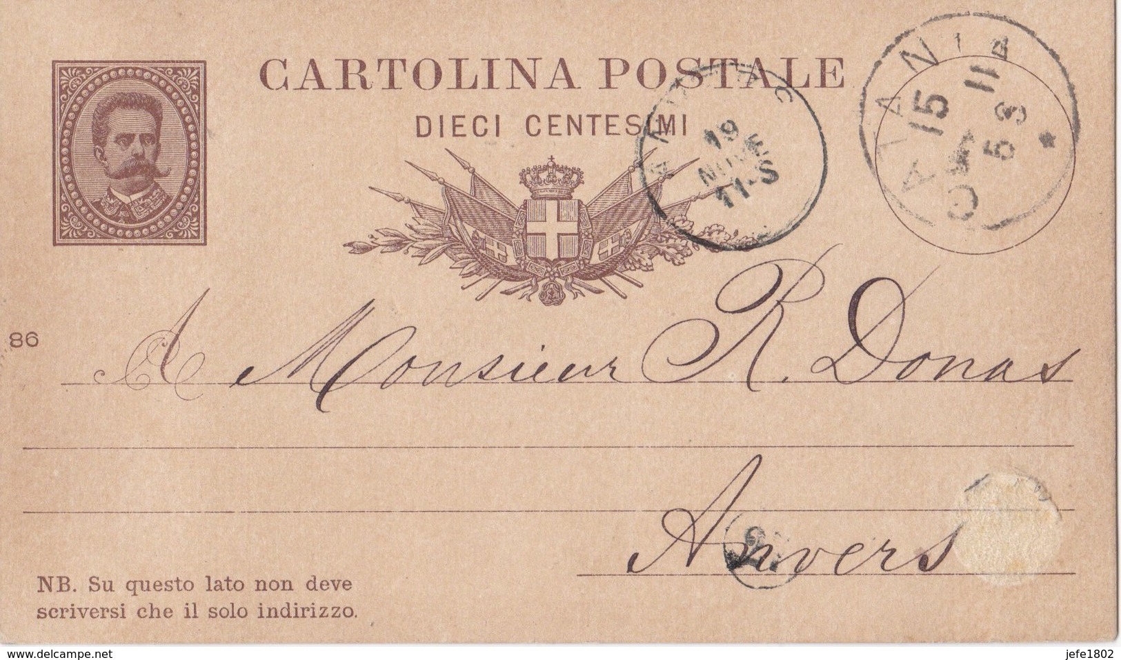 Italy - Cartolina Postale To Anvers - Interi Postali