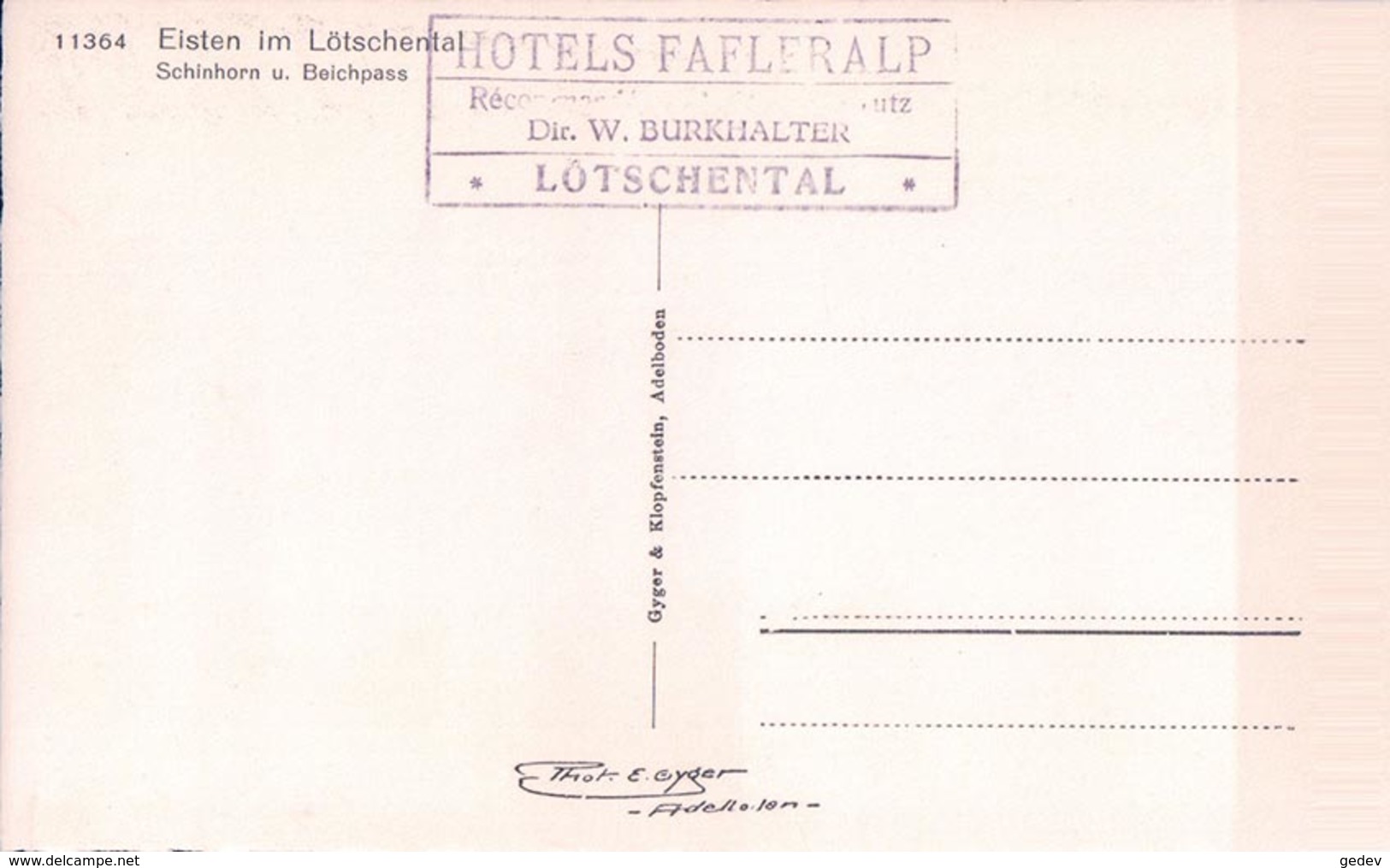 Eisten Im Lötschental + Tampon Hotels Fafleralp W. Burkhalter (11364) - Eisten