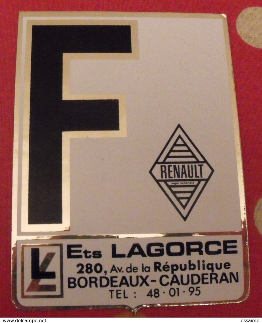 Autocollant Ets Lagorce. Renault. 33 Bordeaux-Cauderan. Blason. Vers 1960-70 - Autocollants