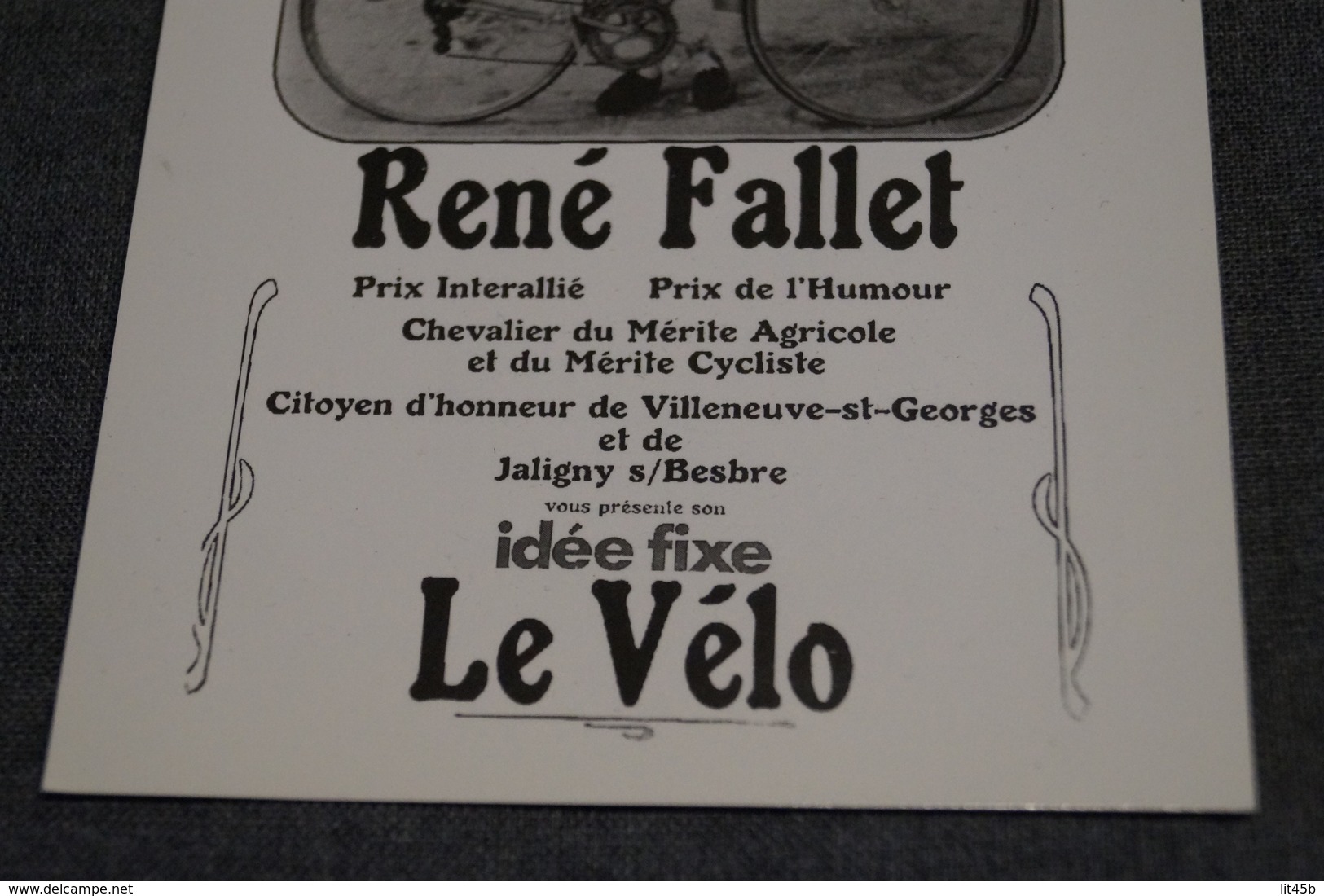 Très Belle Carte Photo,coureur Cycliste,humour,René Fallet,idée Fixe Le Vélo,originale Collector - Wielrennen