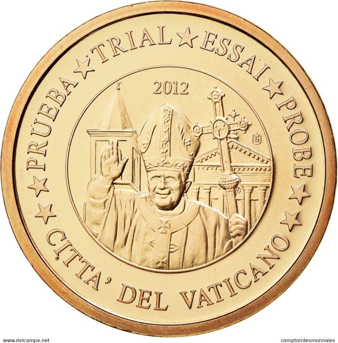 Vatican, Médaille, 2 C, Essai-Trial Benoit XVI, 2012, FDC, Cuivre - Autres & Non Classés