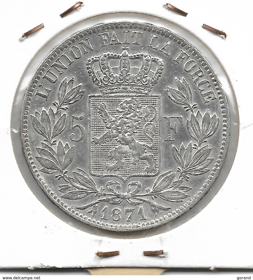 LEOPOLD 2 - 5 FRANK 1871 - 5 Francs