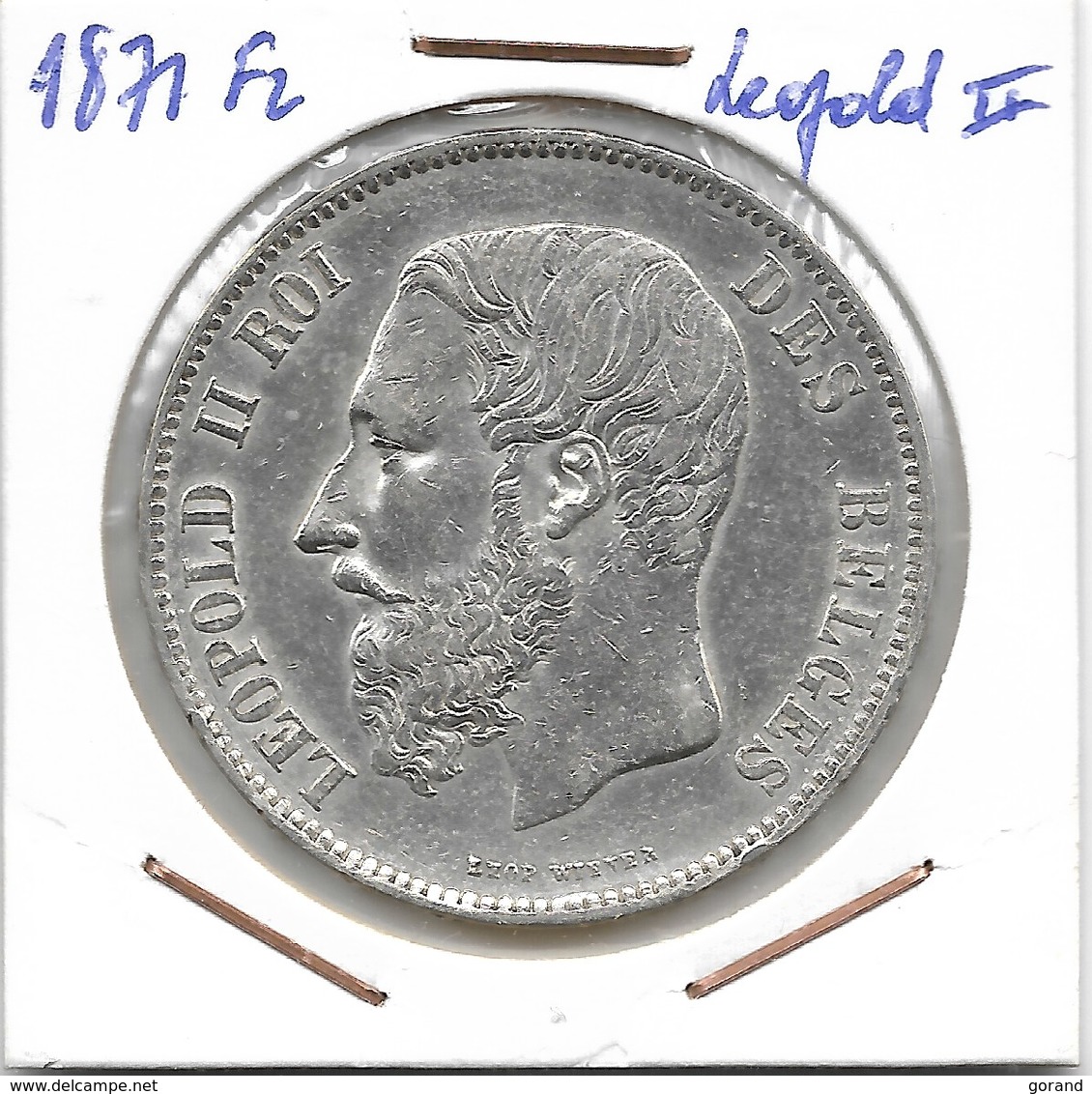 LEOPOLD 2 - 5 FRANK 1871 - 5 Francs