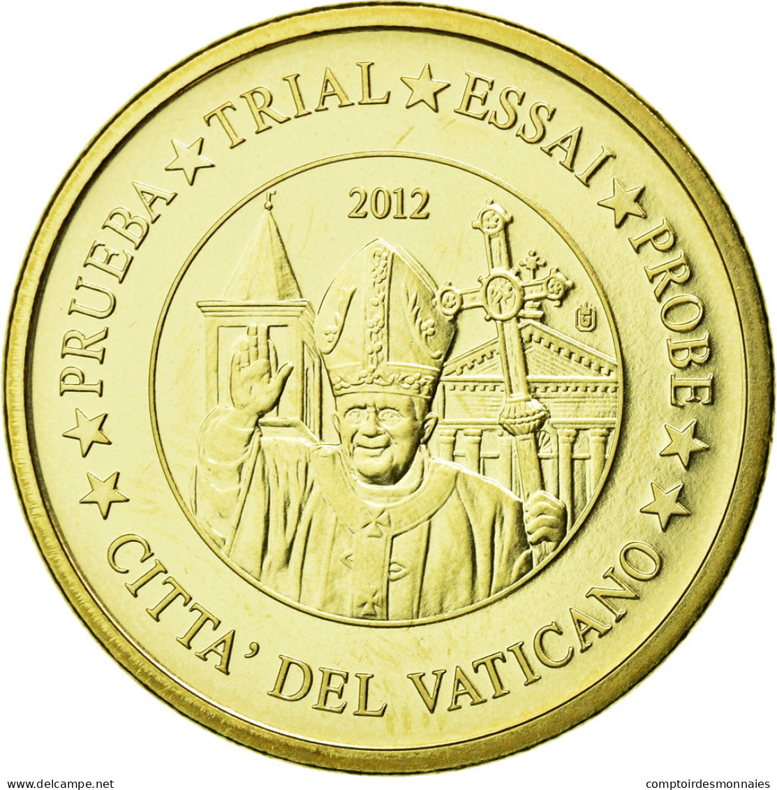 Vatican, Médaille, 10 C, Essai-Trial Benoit XVI, 2012, FDC, Copper-Nickel Gilt - Autres & Non Classés