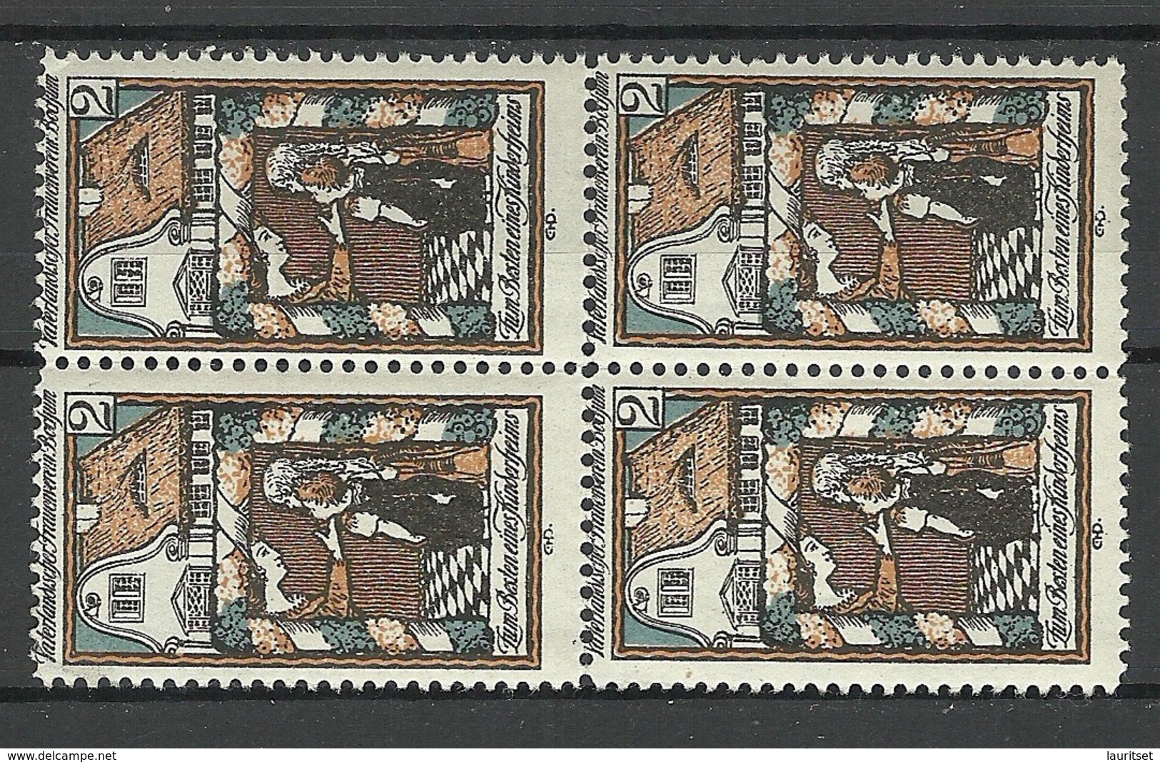 Germany Ca 1900 Bochum Vaterländischer Frauenverein Kindergarten Spendemarke As 4-Block MNH/MH - Cinderellas