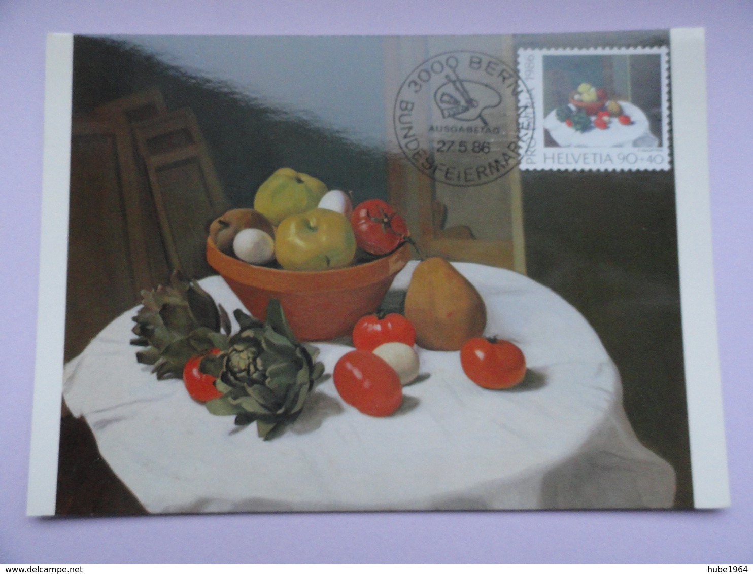 CARTE MAXIMUM CARD NATURE MORTE PAR FELIX VALLOTTON PRO PATRIA SUISSE - Autres & Non Classés