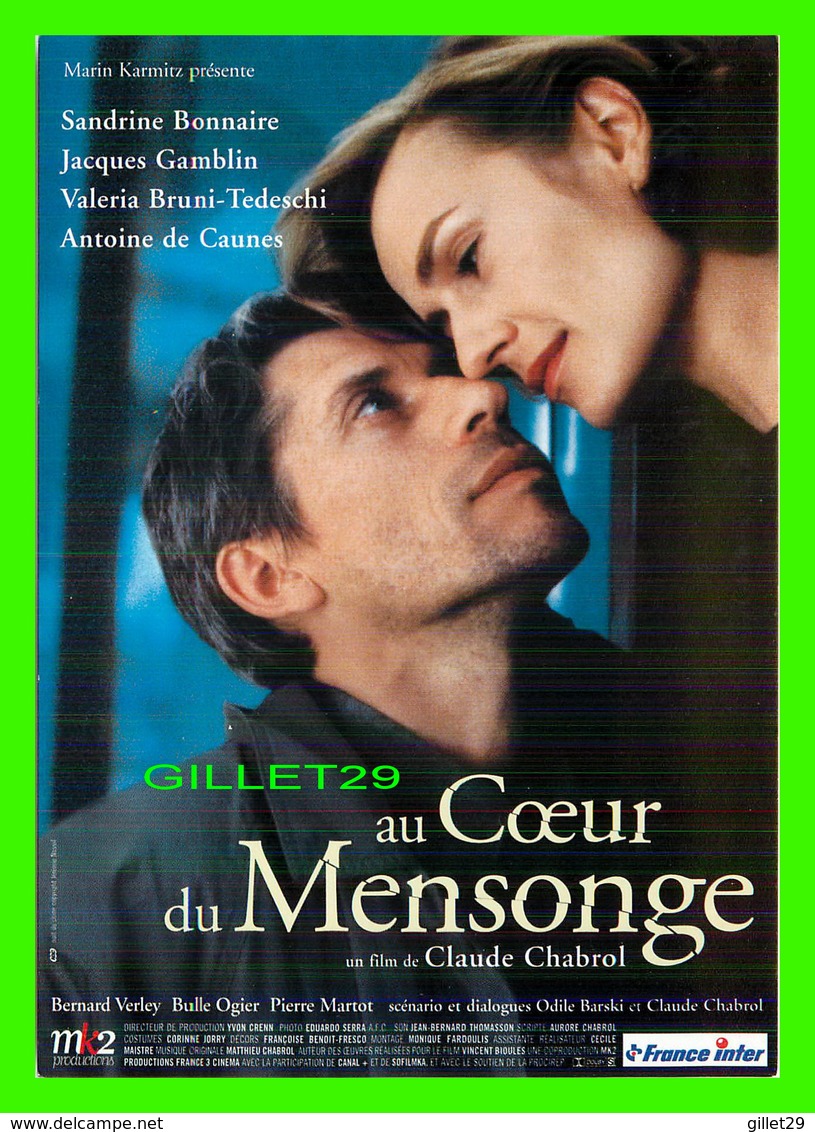 AFFICHE DE FILM - AU CŒUR DU MENSONGE FILM DE CLAUDE CHABROL, 1998 - - Affiches Sur Carte