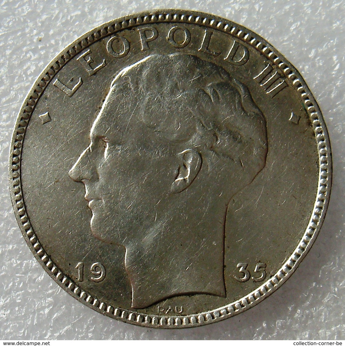 Belgie, 20 Frank, 1935 (fr/nl - Pos A), Zilver - 20 Francs & 4 Belgas