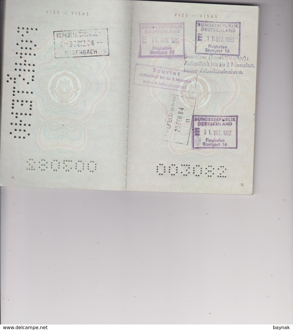 P29  --  SFR  YUGOSLAVIA  --  PASSPORT --  LADY PHOTO  ~ 1978  --  VISA ( AUFENTHAL BIS 3 MONATEN )  DEUTSCHLAND - Historische Dokumente