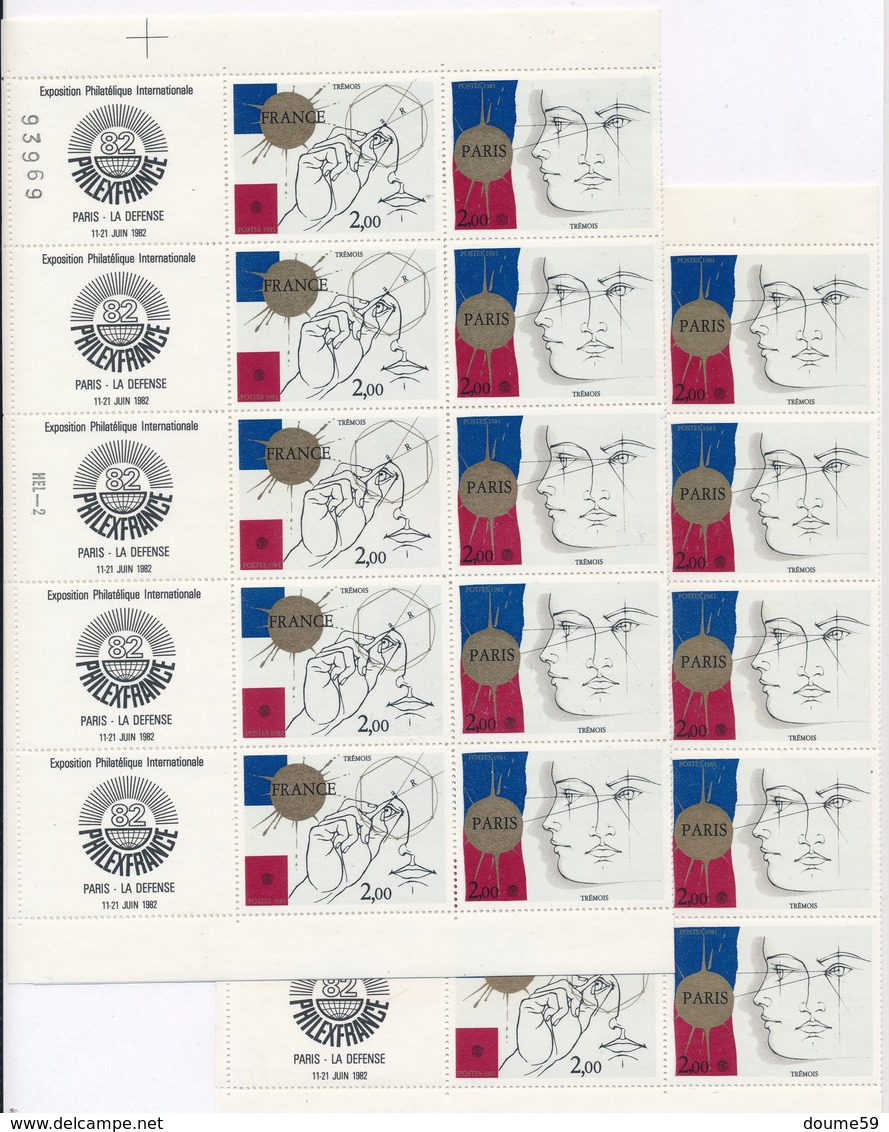 CK-151 FRANCE: Lot   2 Feuilles Du N°2141/42 (faciale De 12.20 Euros) - Feuilles Complètes