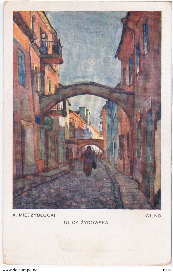 Lithuania Lietuva Litwa, Wilno Wilna Vilno Vilnius, Jews Or Jewish Street, Judaica, Adam Miedzyblocki Artist Painter - Lithuania