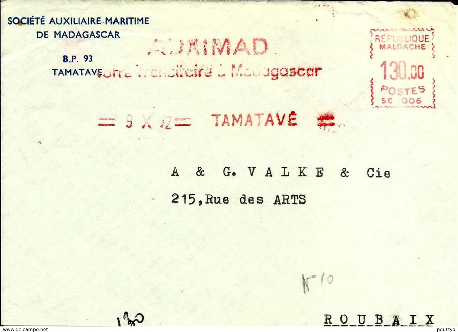 EMA SATAS SC 006 Republique Malgache  1972   A76/4 - EMA (Printer Machine)