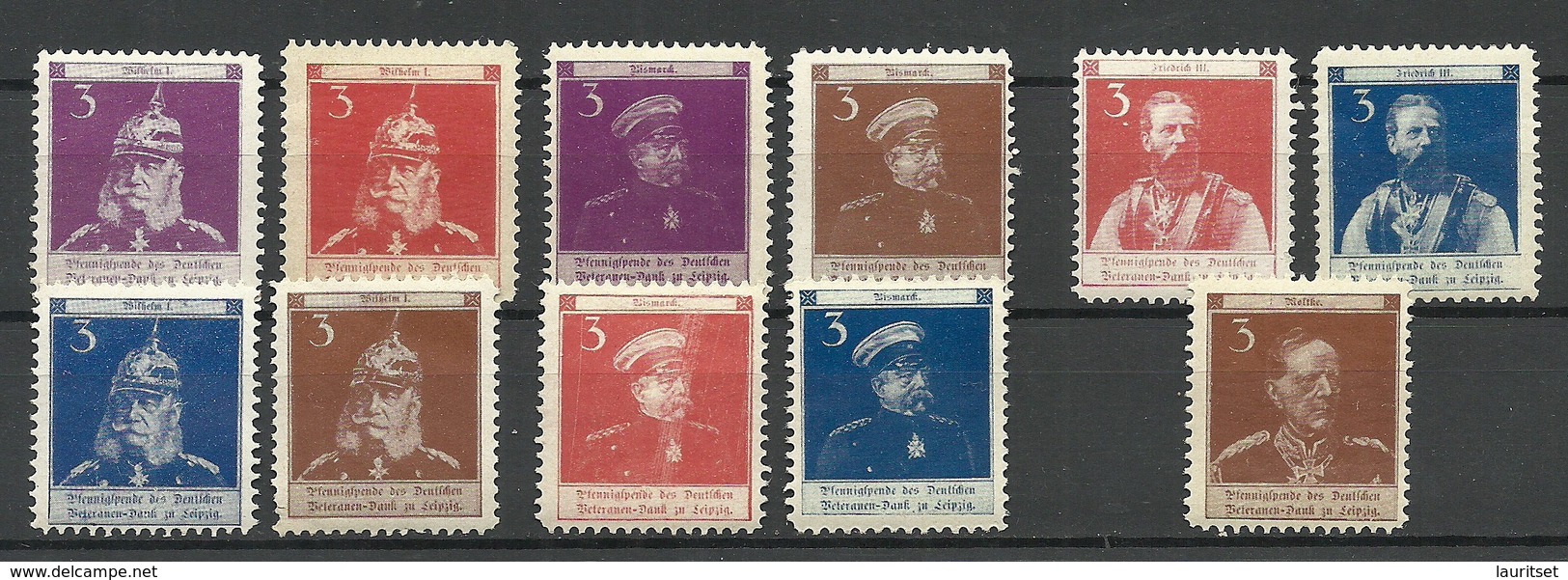 Germany Ca 1910 Pfennigspende Der Deutschen Veteranen-Dank Zu Leipzig Spendemarken 3 Pfg MNH - Vignetten (Erinnophilie)