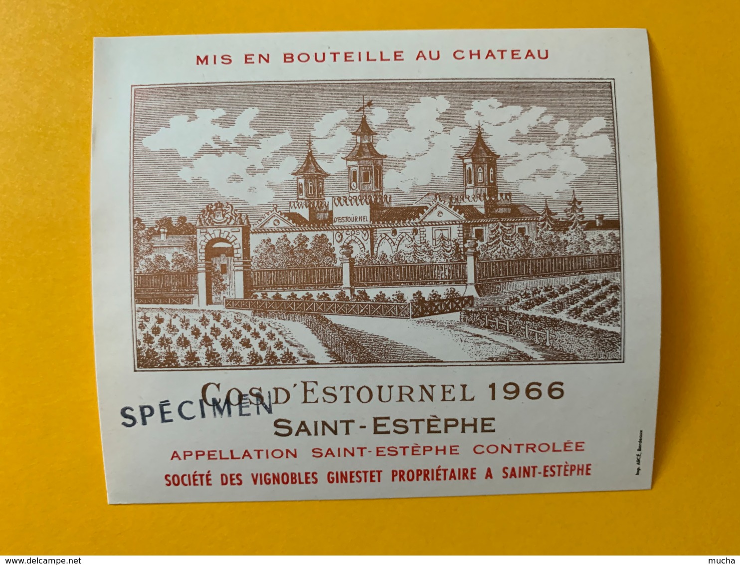 9572 -   Château Cos D'Estournel  1966 St-Estèphe Spécimen - Bordeaux