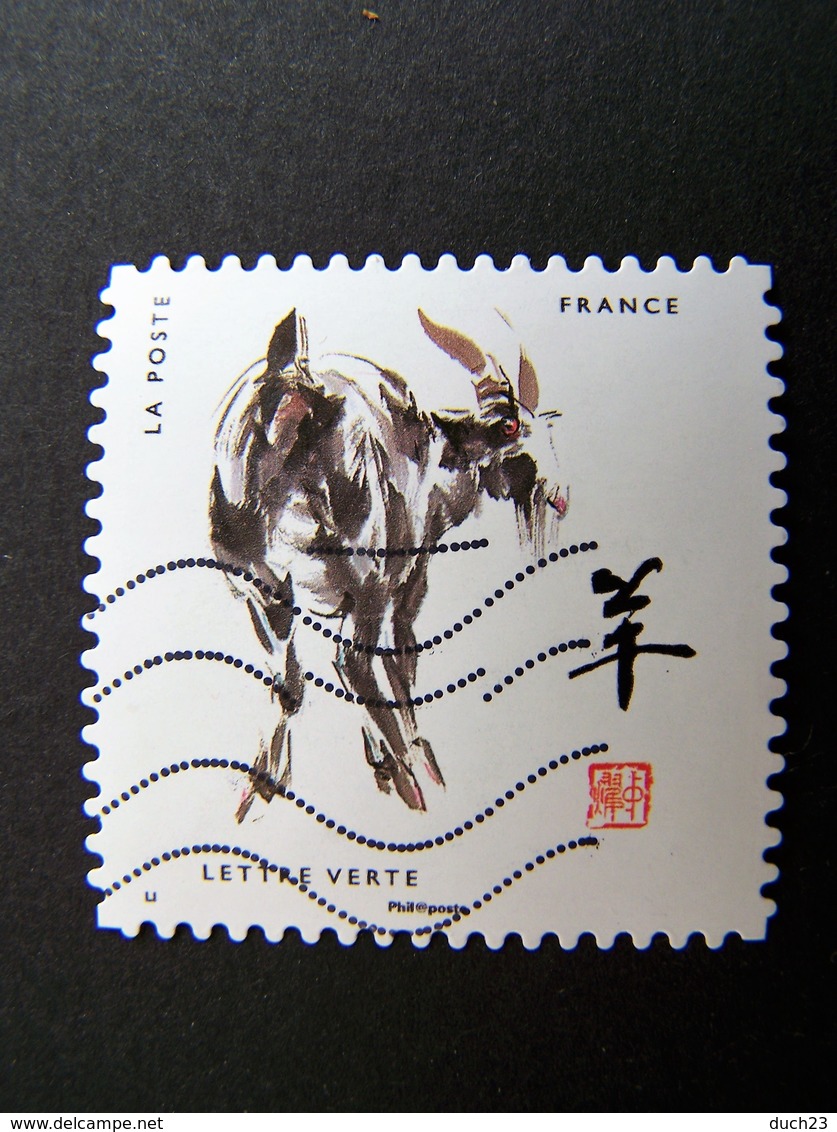 N°1381 LA CHEVRE OBLITERE ANNEE 2016 SERIE DU CARNET SIGNES ASTROLOGIQUES CHINOIS AUTOCOLLANT ADHESIF - Oblitérés