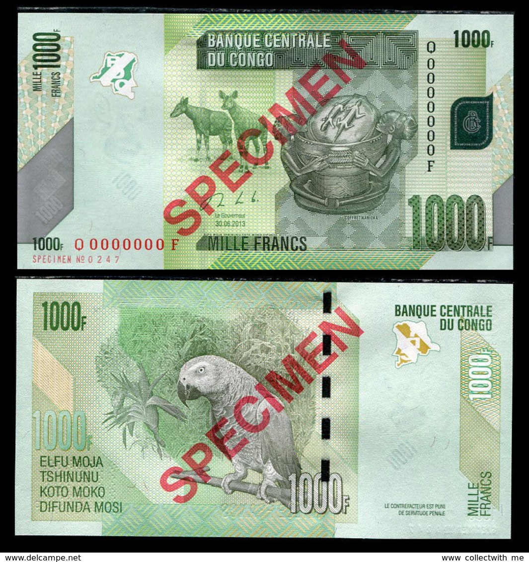 Congo 1000 Francs 2013 Specimen UNC - République Démocratique Du Congo & Zaïre