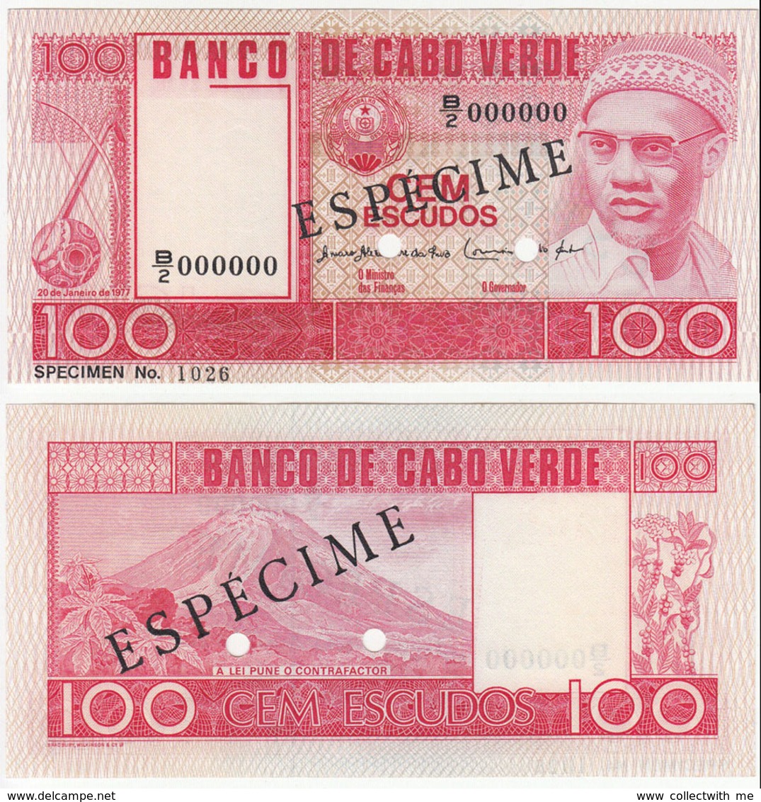 Cape Verde 100 Escudos 1977 UNC Specimen P-54s2 - Cape Verde