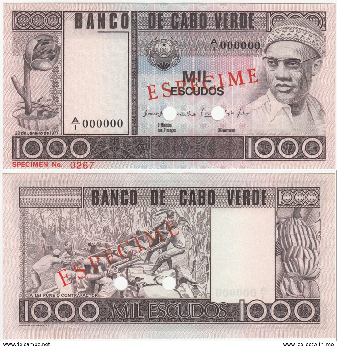 Cape Verde 1000 Escudos 1977 UNC Specimen - Capo Verde